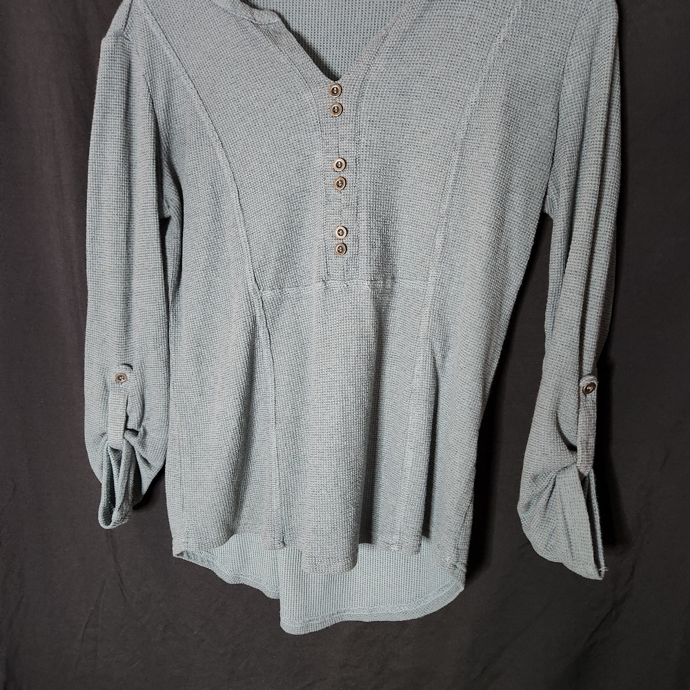Jane and Delancey Light Gray Button-Up Blouse